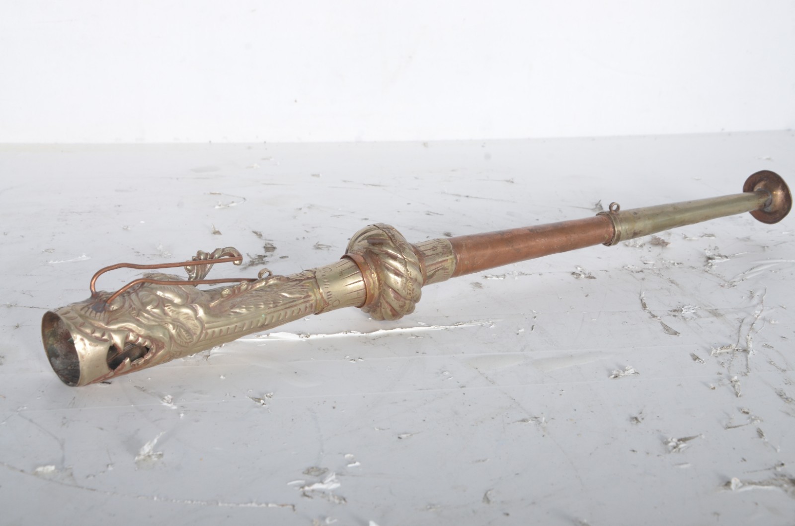 Vintage Tibetan Nepal Copper & Brass Dragon Horn Buddhist Trumpet 17\