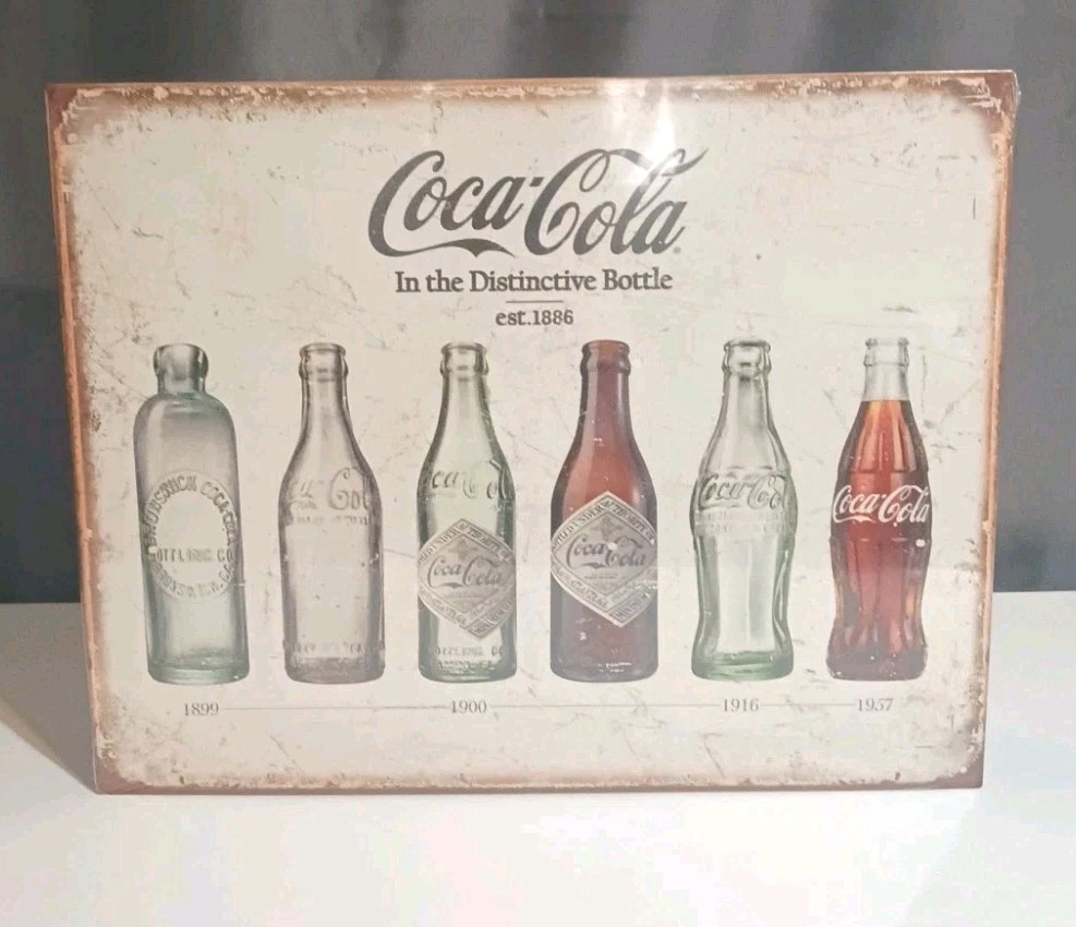 Coca-Cola “Evolution of the Bottle” Tin Sign – 1899 to 1957
