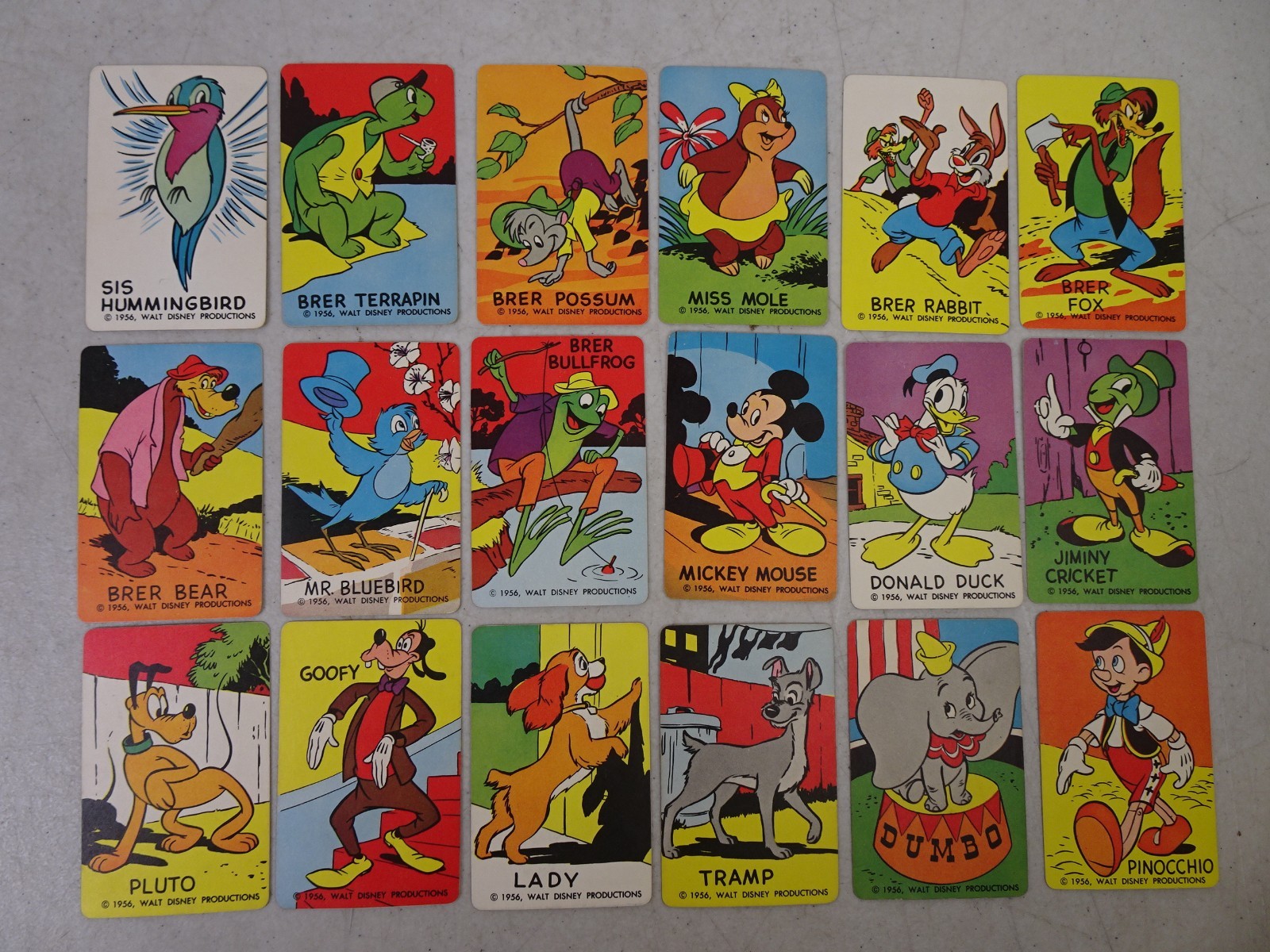 Rare 1956 Walt Disney Cartooning / Drawing Cards Art Complete 18 Card Set