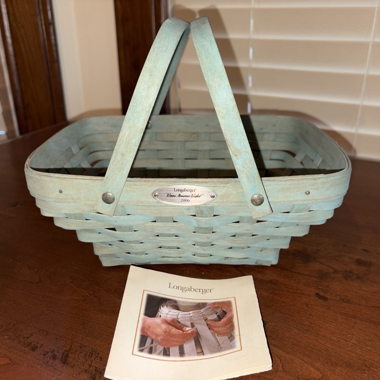 Longaberger 2006 Woven Memories  Basket Sage Green with 2 Swing Handles