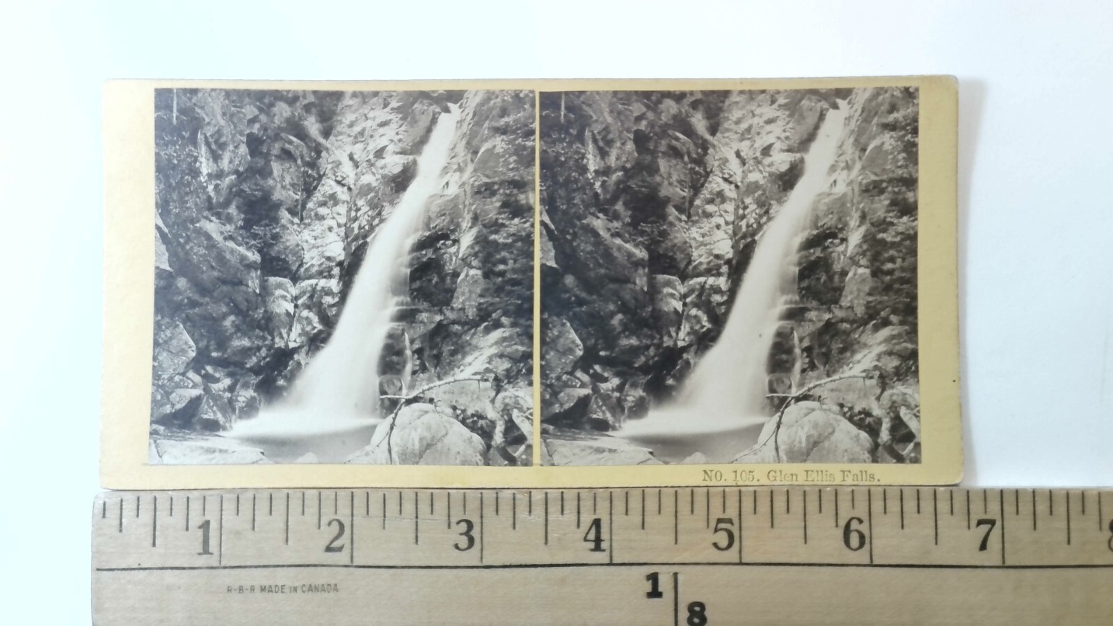 Glen Ellis Falls Stereoview Kilburn Brothers Littleton NH 1870s Waterfall