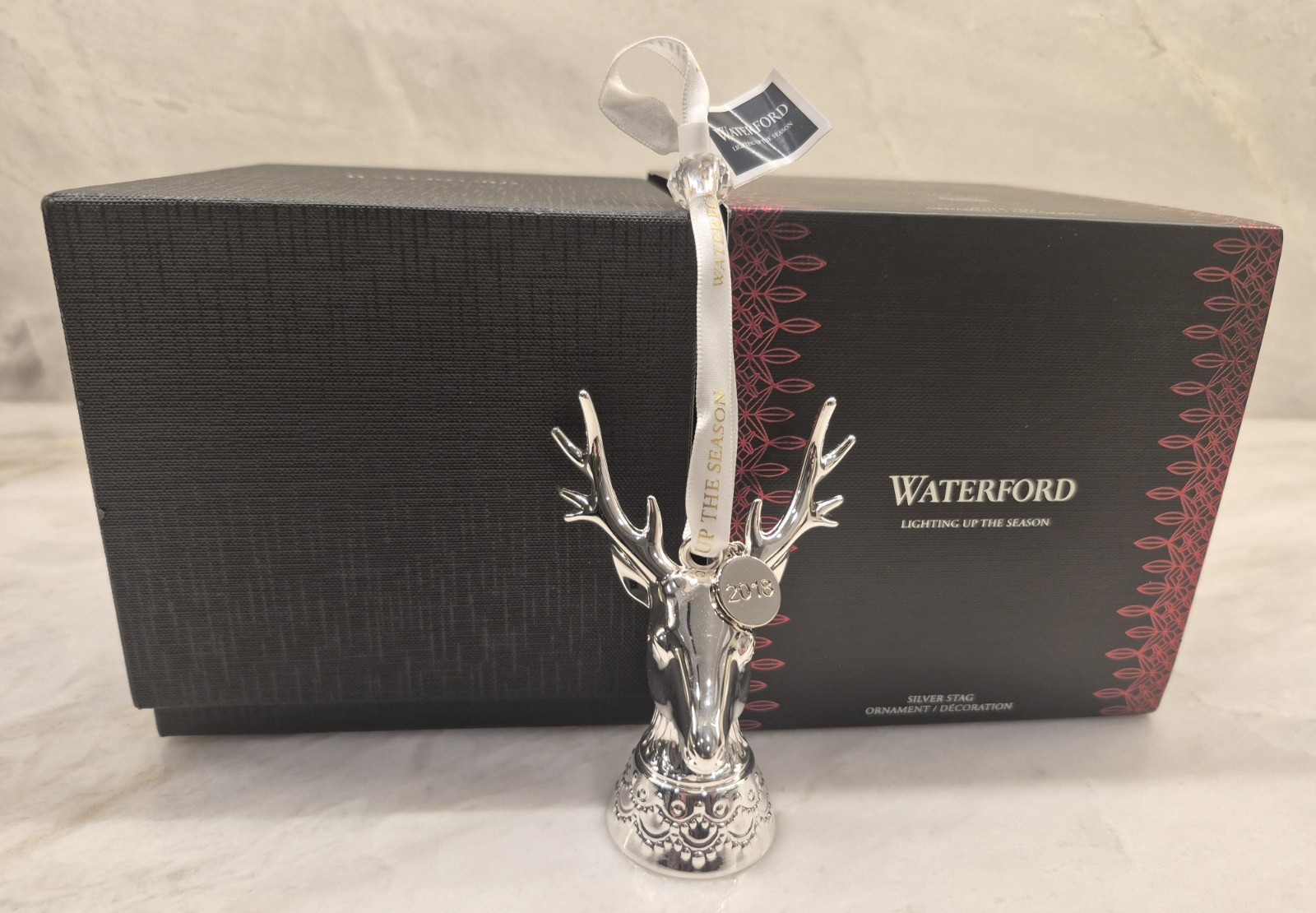 Waterford 2018 Silver Stag Christmas Ornament 40032349 NIB