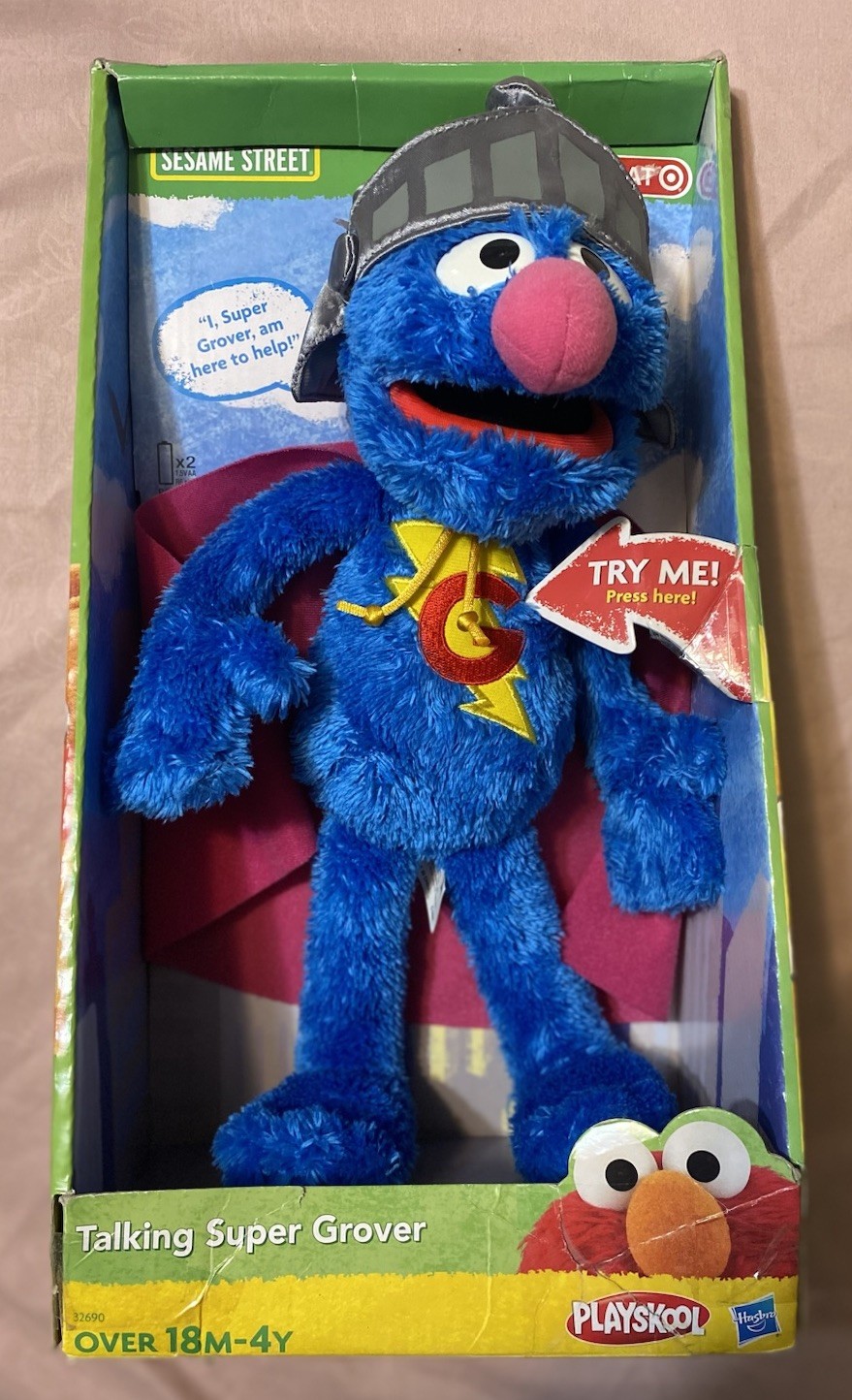 Hasbro Sesame Street Super Grover Talking Plush 2010 RARE 14” New In Package