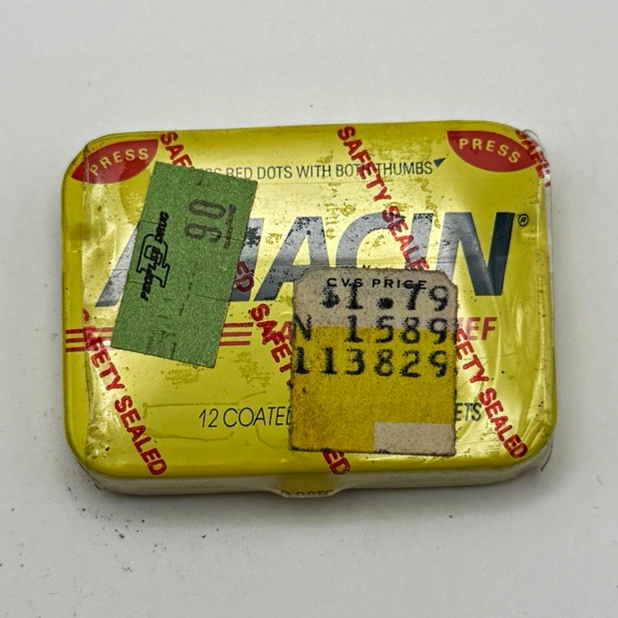 Vintage Anacin 12 Coated Tablets Tin Safety Sealed CVS Price Tag Pharmacy NOS