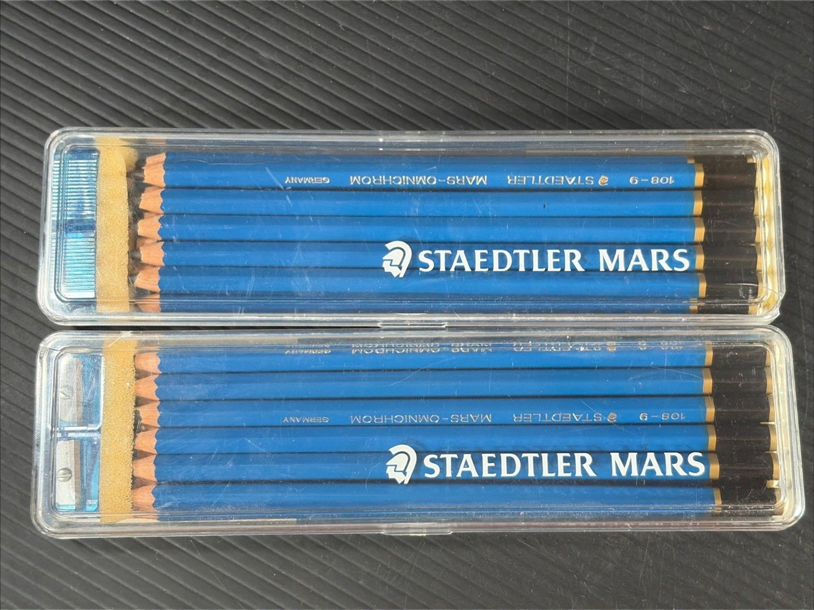 Vintage JS Staedtler Mars Plastic Box Pencils 11 Total 108-9