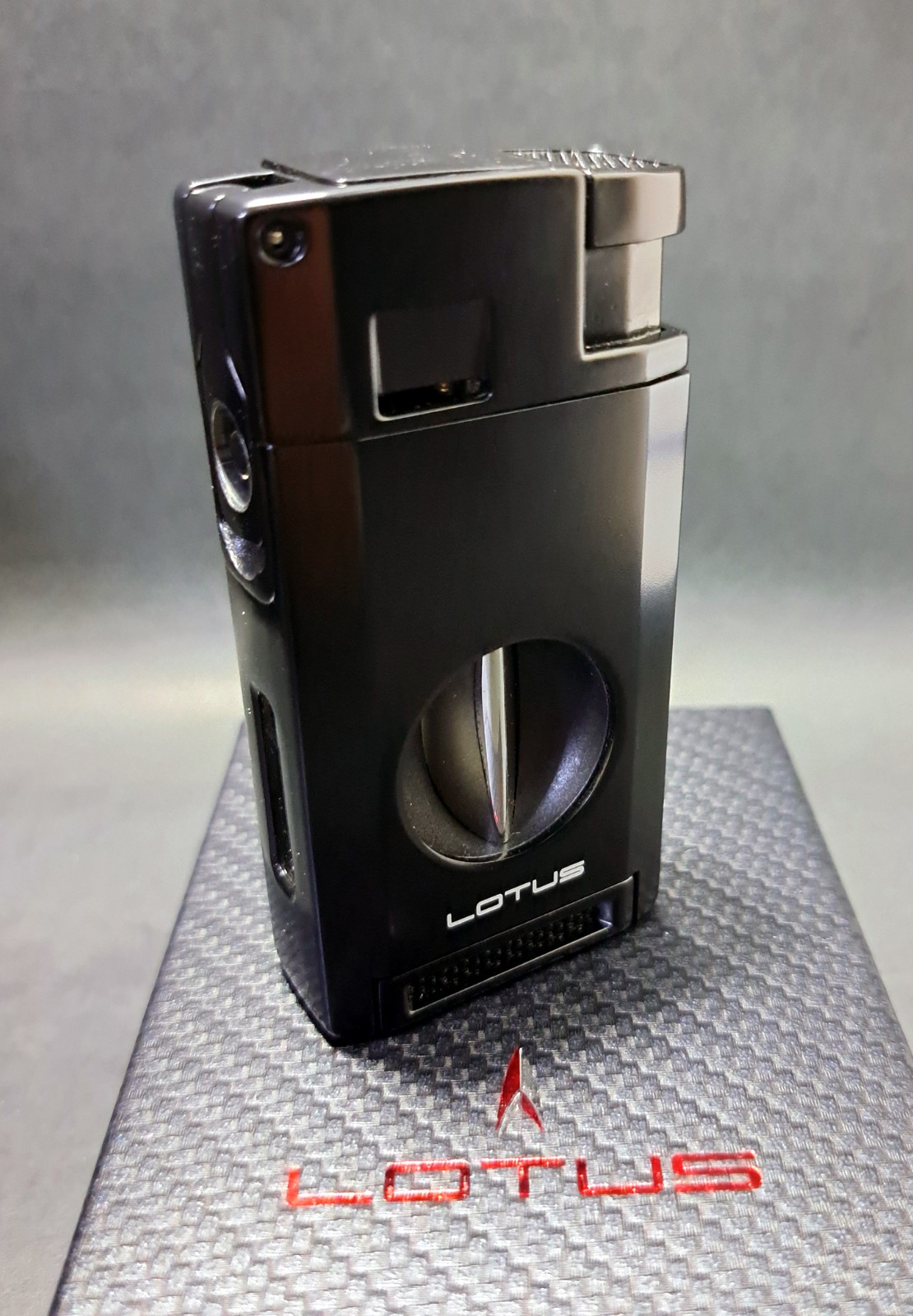 Lotus Excalibur Double Torch Lighter with Punch and V-Cutter | Custom Engraved