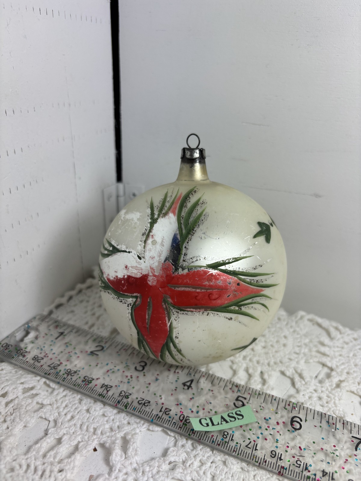 VTG Glass Large round Christmas Ornaments Poland 4\