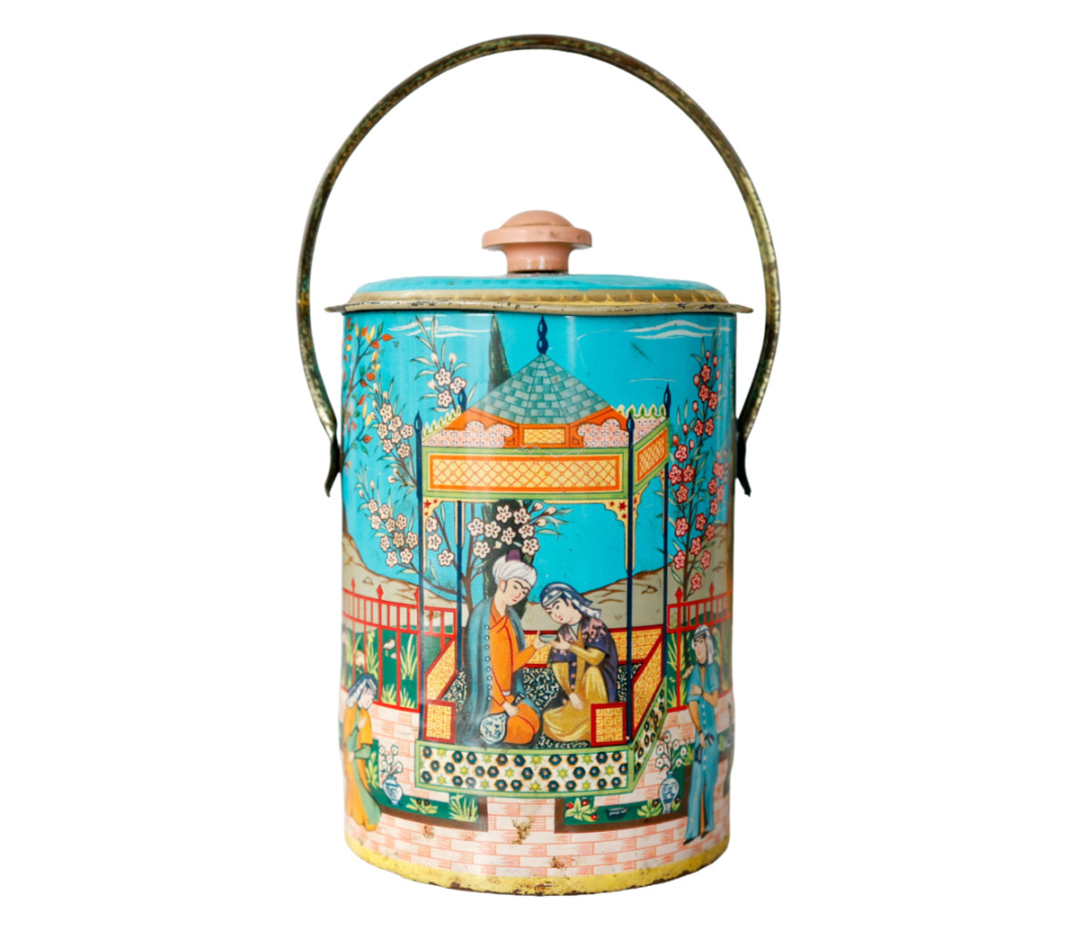 VTG Persian Art Tin Litho Box England MCM Retro Arabian Grandmillennial Boho