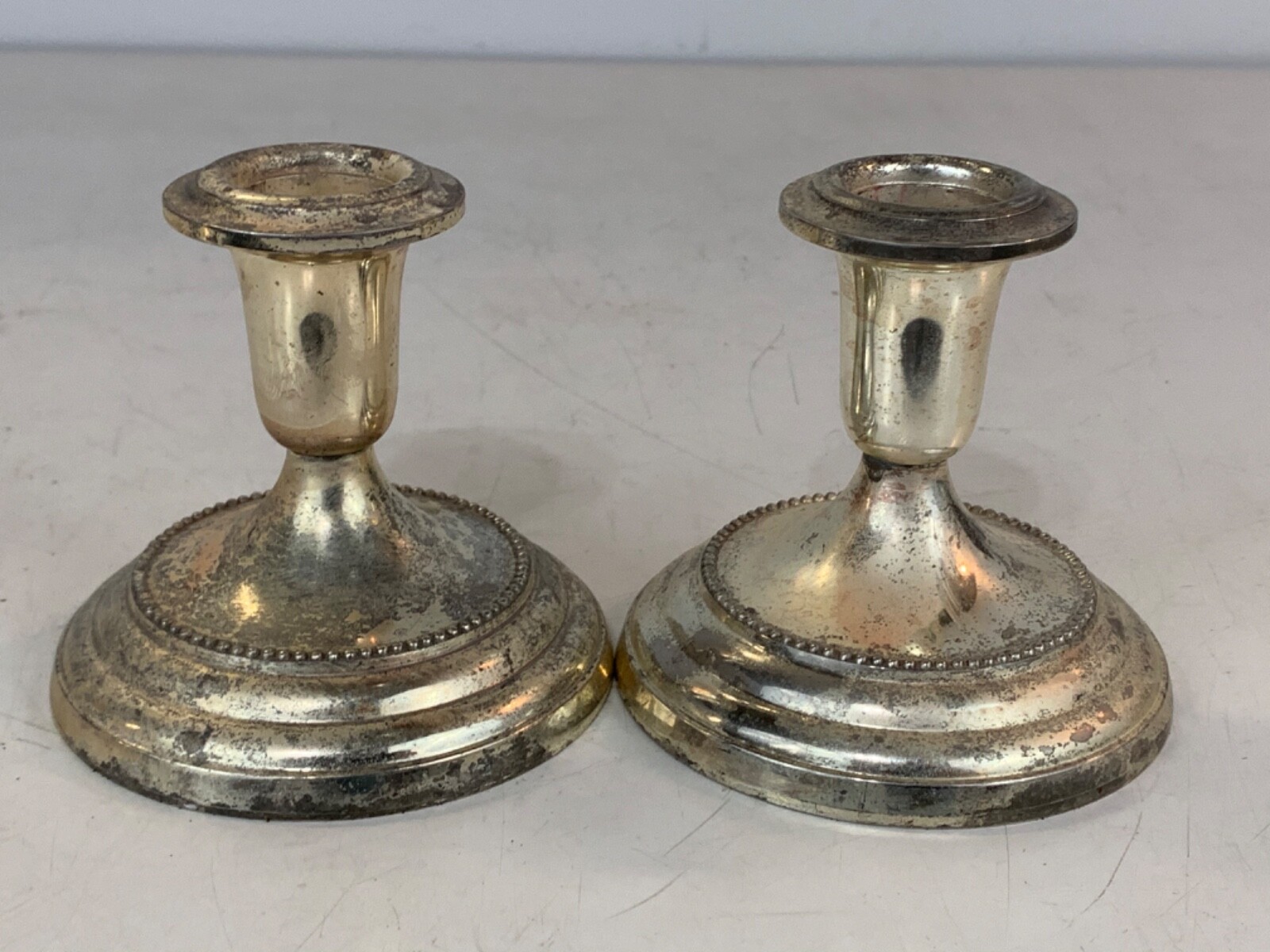Vintage Gorham Silverplate Newport Pair of Candlesticks Vintage Gorham Silverplate Newport Pair of Candlesticks