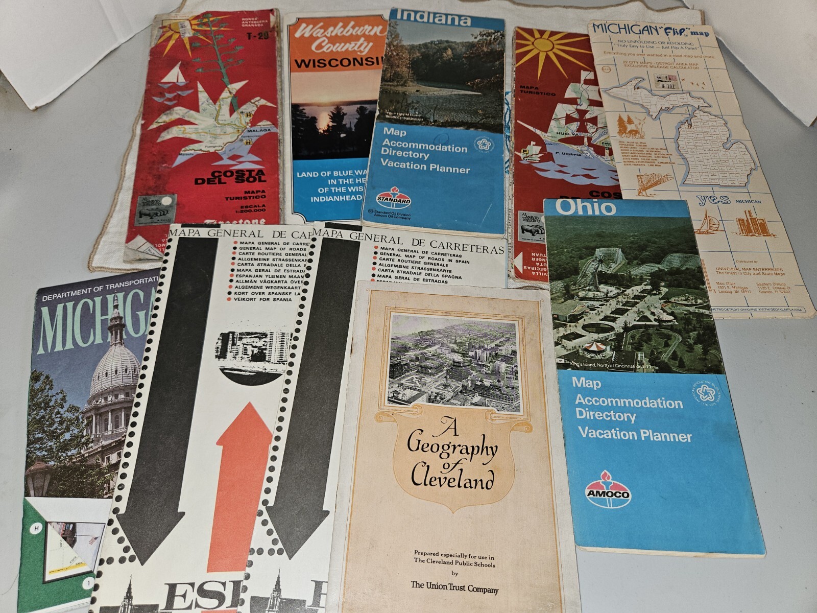 Vintage State & Country Maps Lot Of 10