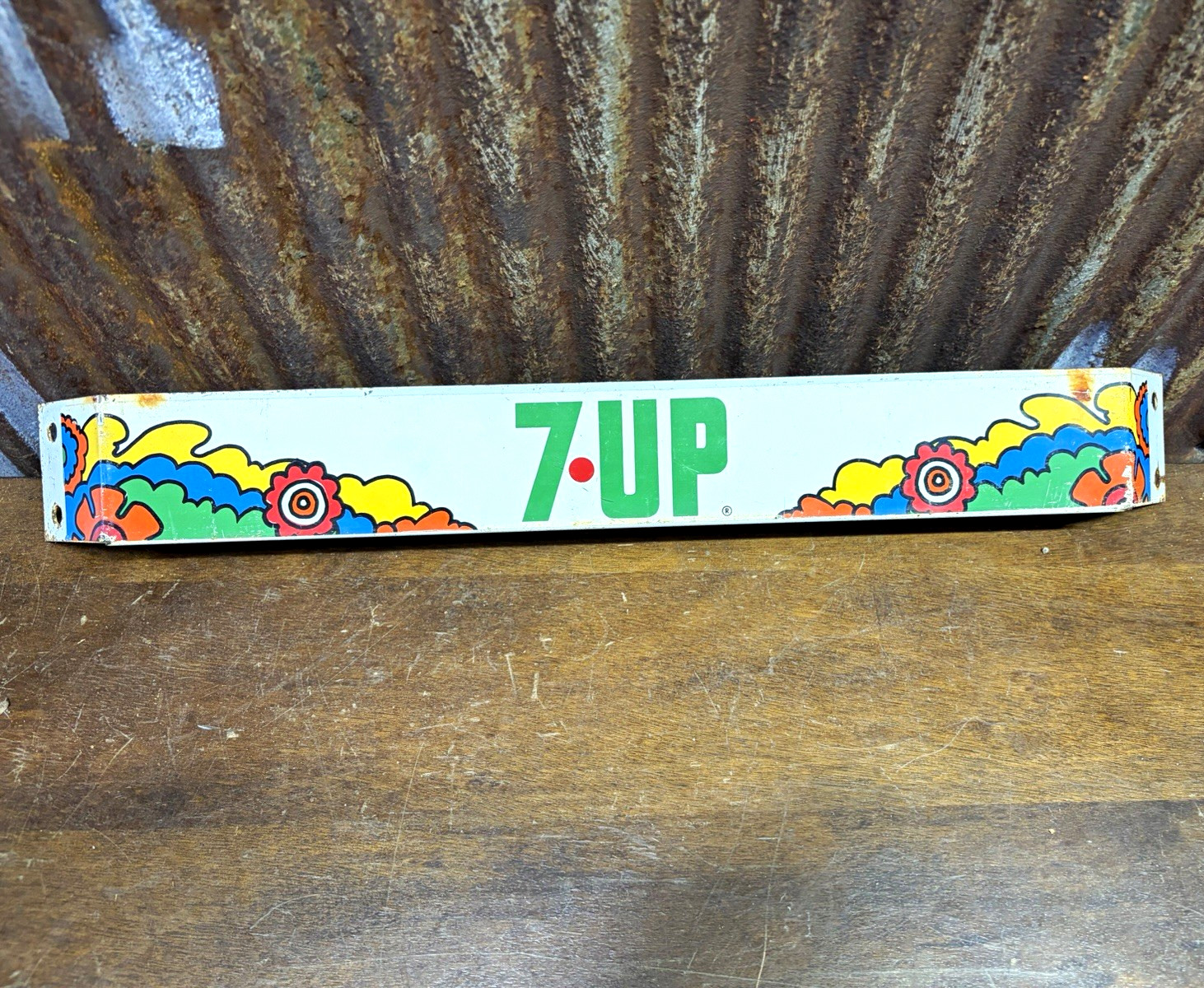 7 Up Soda Advertising Rack Sign Metal “Door push” “peter max” style seven up 7 Up Soda Advertising Rack Sign Metal “Door push” “peter max” style seven up