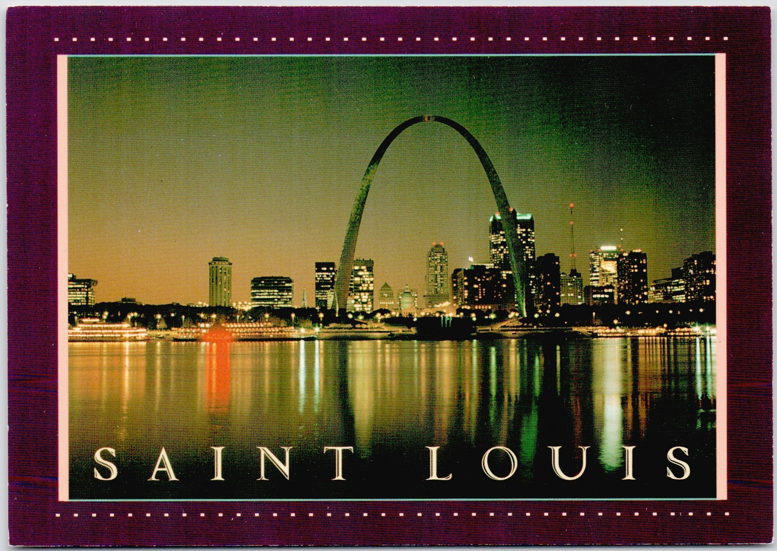 Saint Louis MO Gateway Arch City Skyline Vintage Postcard P-225