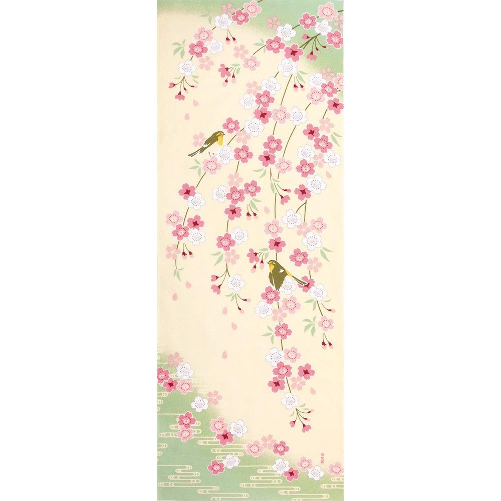 Hamamonyo Illustrated Hand Towel Weeping Dream Cherry Blossoms Tenugui