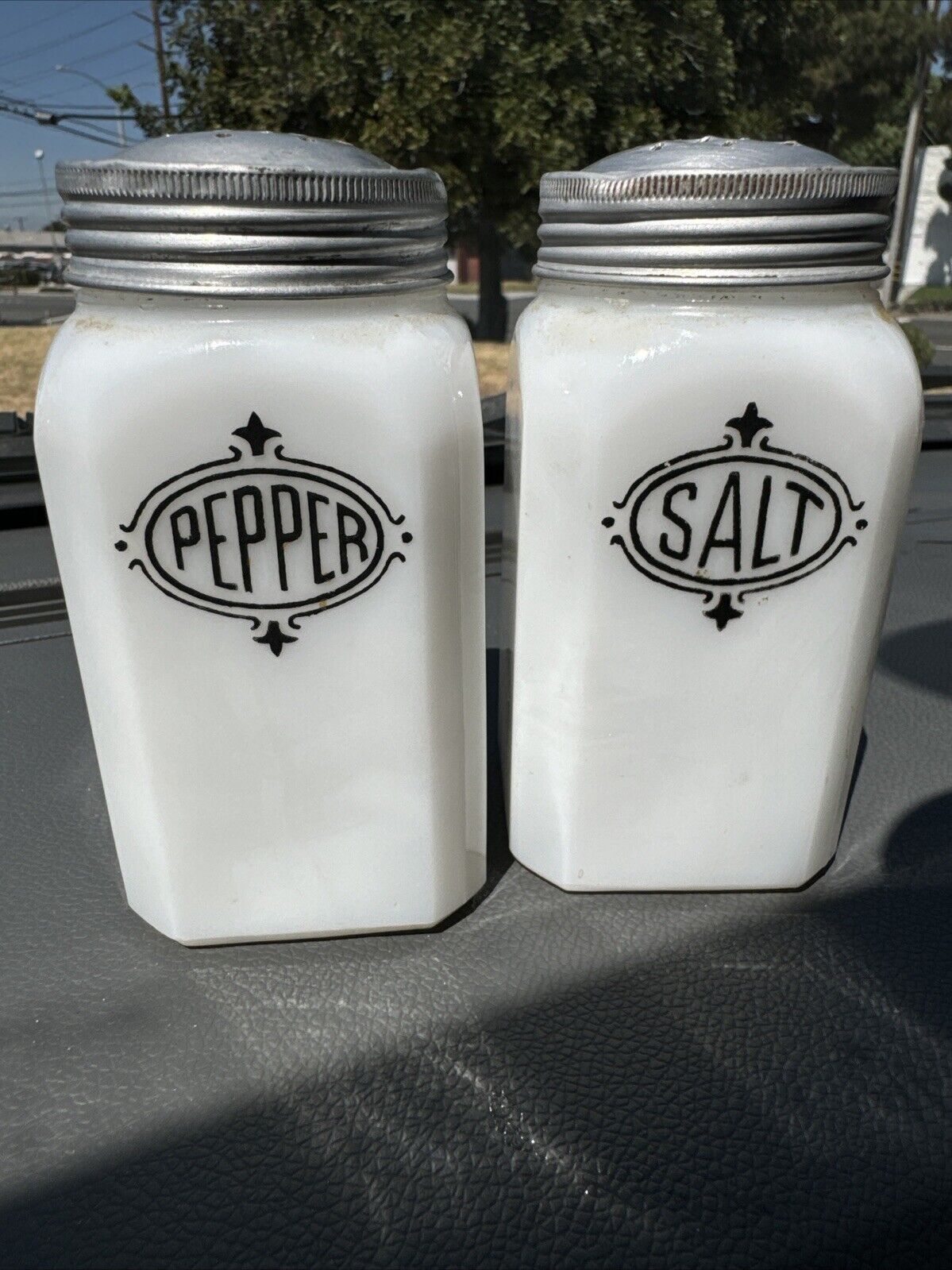 Vintage Hazel Atlas Milk Glass Salt & Pepper Range Shakers