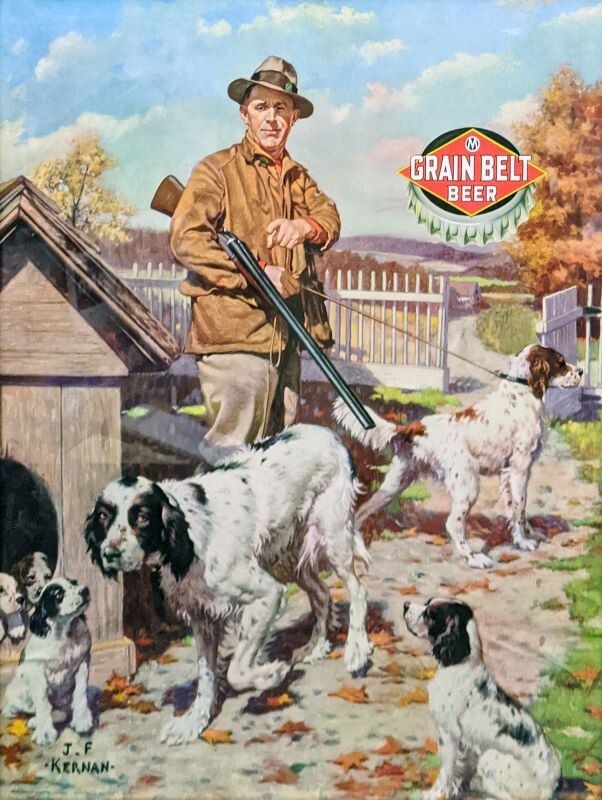Grain Belt Beer - Hunting Dog Theme - New Metal Sign: 9x12\