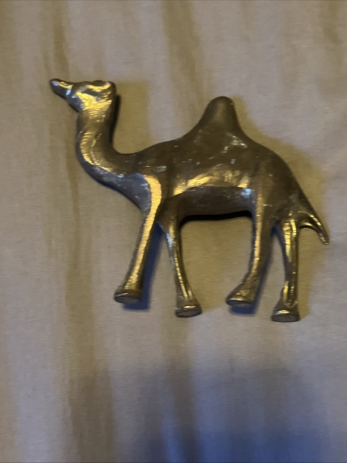 Antique Brass Camel Figurine Statue Original Old Hand Crafted Engraved 3” Tall