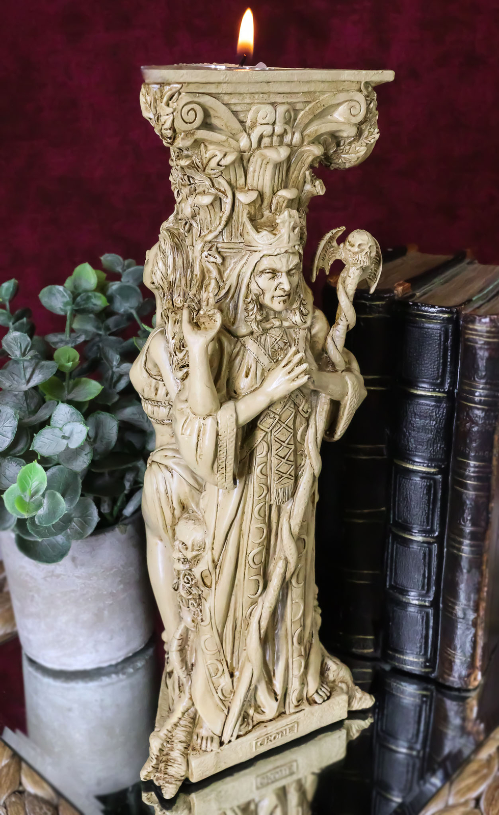 Ebros Celtic Triple Goddess Maiden Mother & Crone Wiccan Pagan Candle Holder