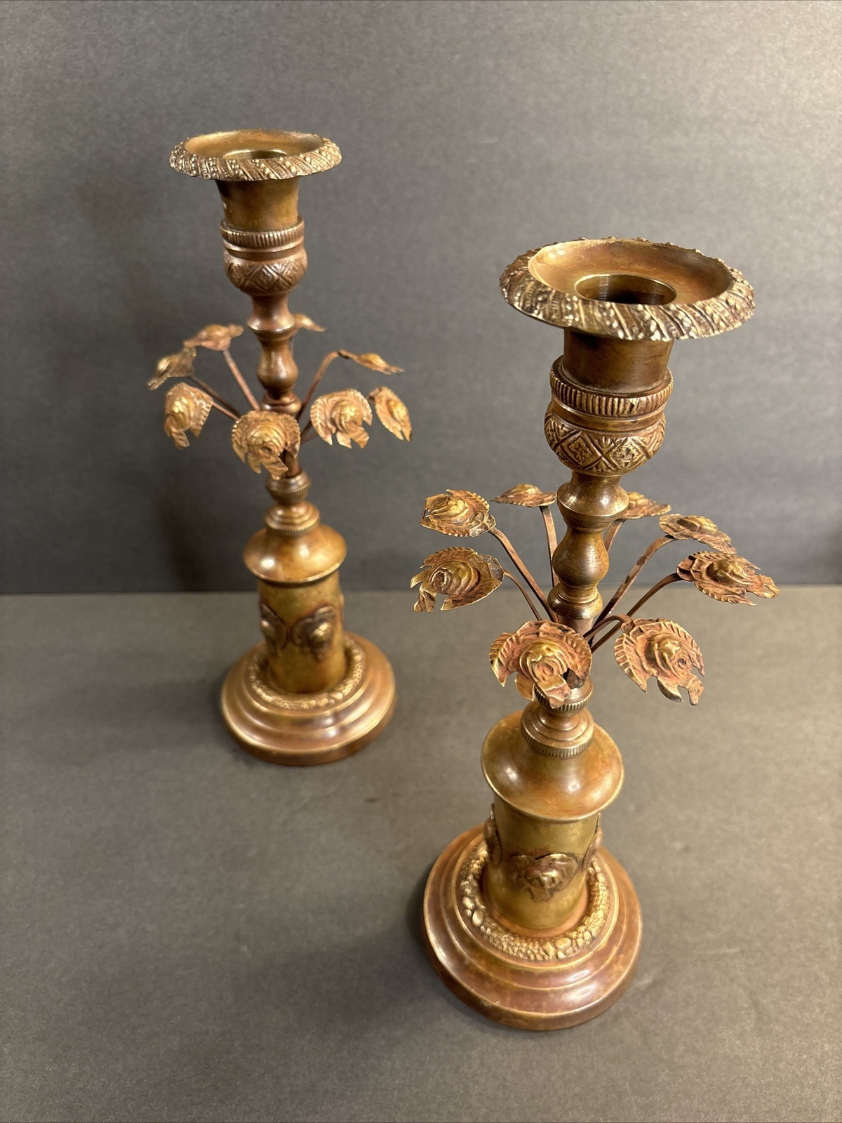Pair Of Antique Bronze Candlesticks/Candleholder/England C.1910/Arts And Crafts