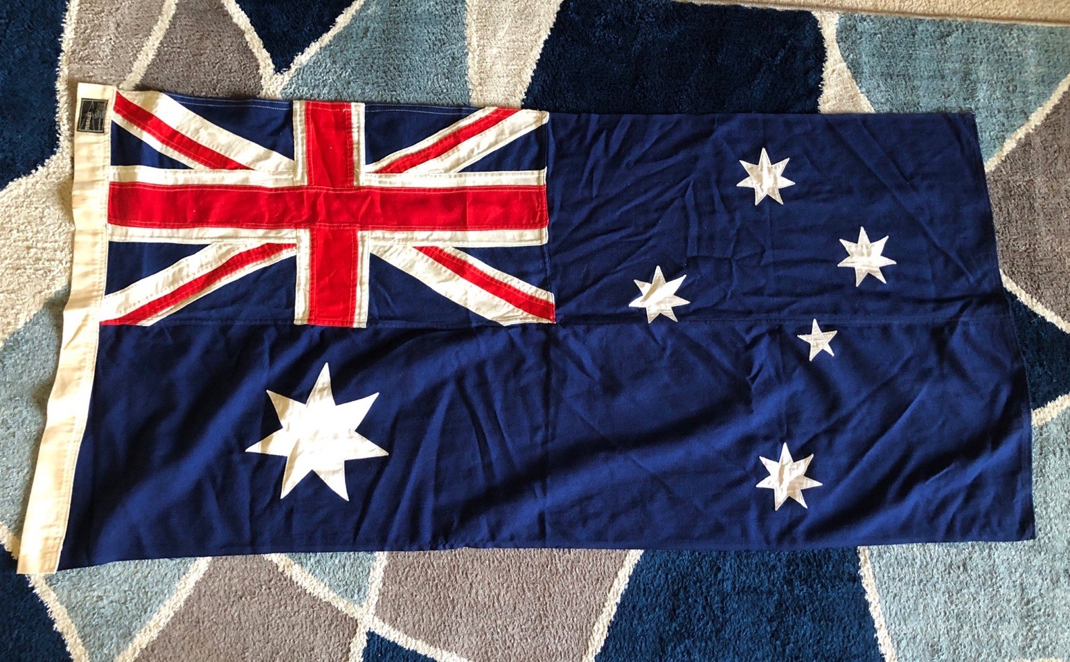 Vintage Tudalux Australia National Flag 29” x 57” Stitched (Wool Bunting?) Tudor