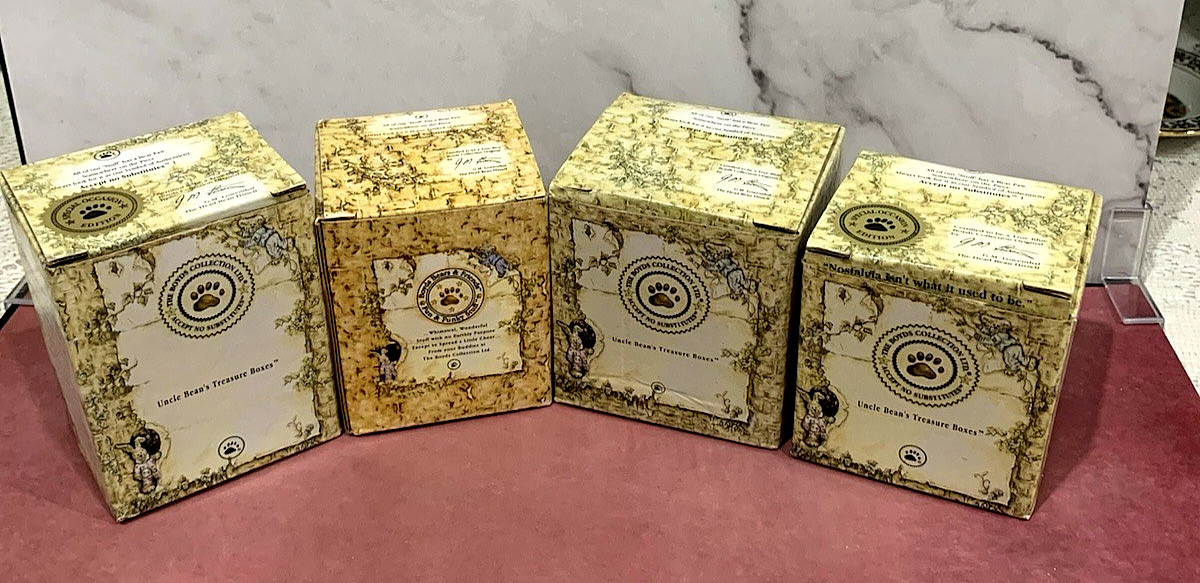 4 Empty Boyds Bears Uncle Beans Treasure Boxes
