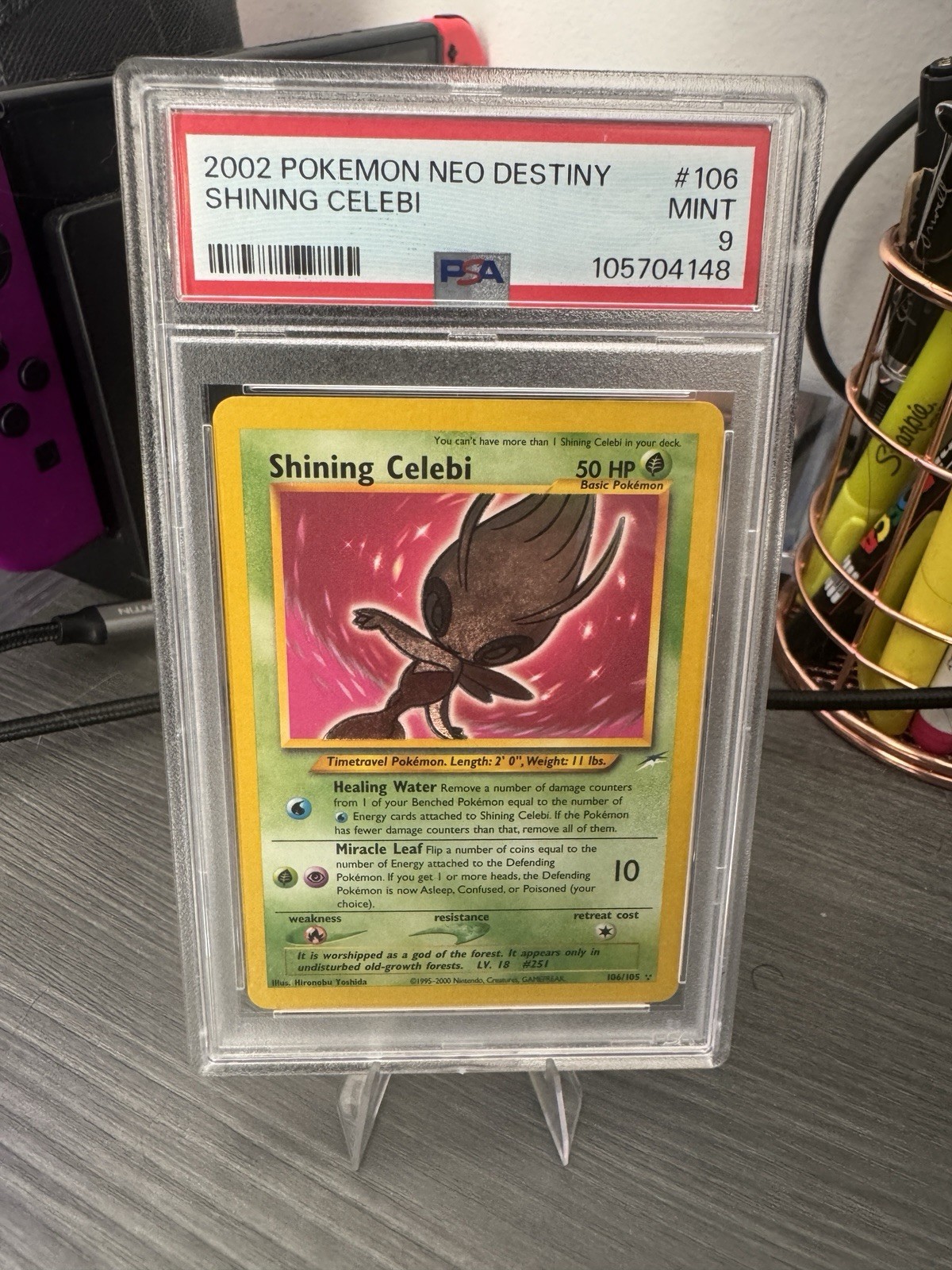 Shining Celebi 106/105 PSA 9 Neo Destiny Pokemon Chance Pack Shining Celebi 106/105 PSA 9 Neo Destiny Pokemon Chance Pack