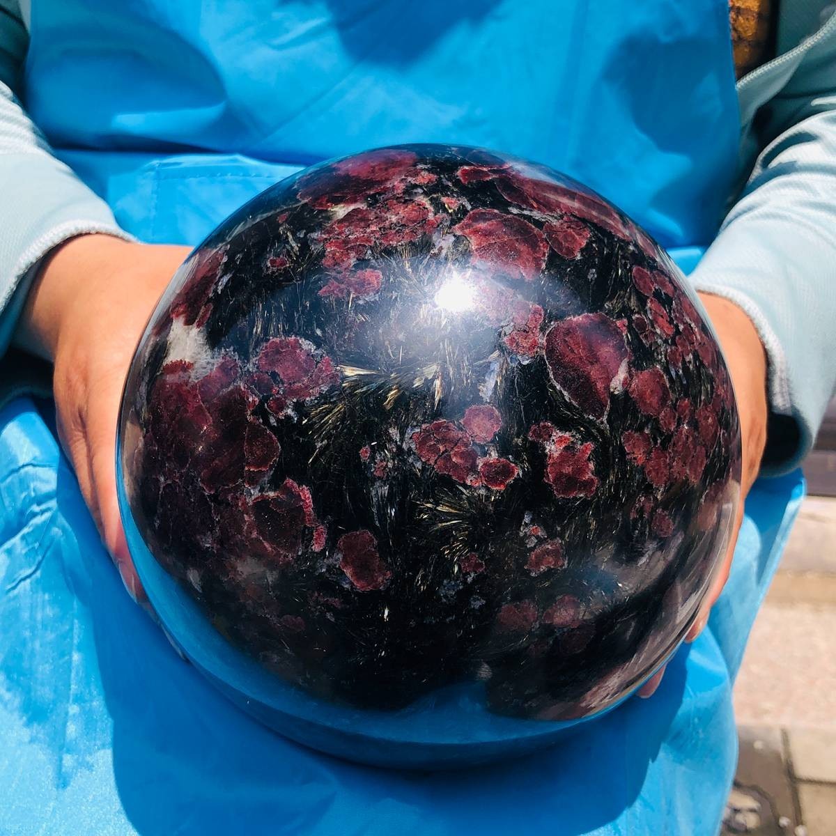 17.6 LB Huge Natural Crystal Garnet Firework Stone ball Quartz Healing