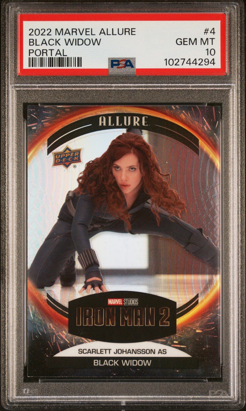 2022 Upper Deck Marvel Allure Black Widow Portal PSA 10 #4 Iron Man 2