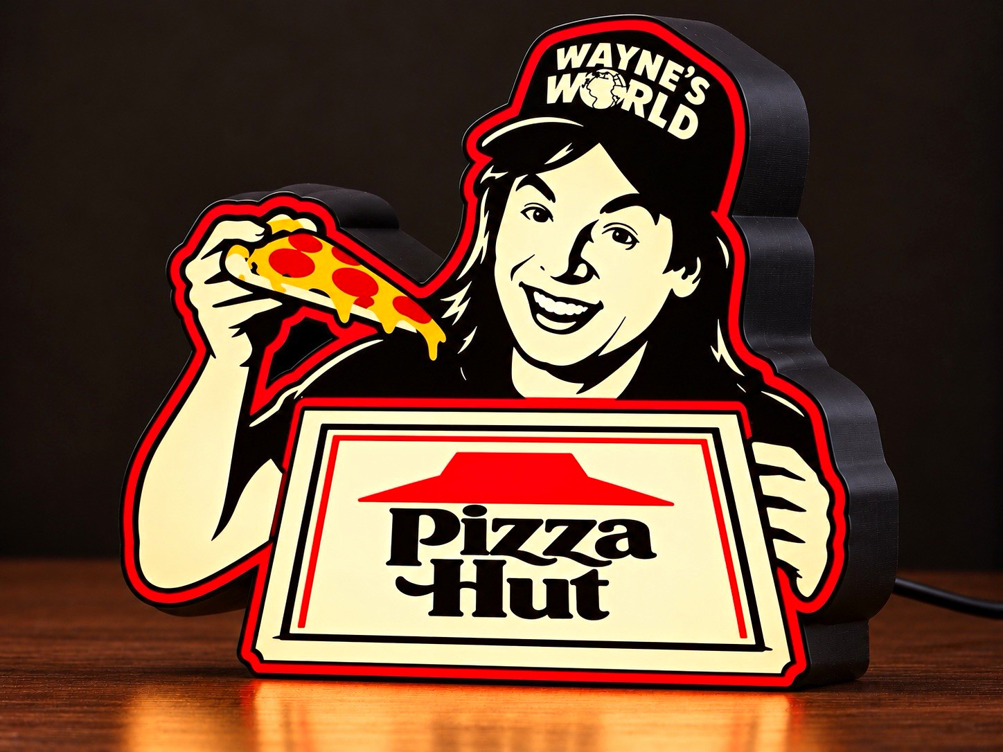 Pizza Hut Wayne’s World Retro Movie LightBox Advertising Sign 3D Printed 8”