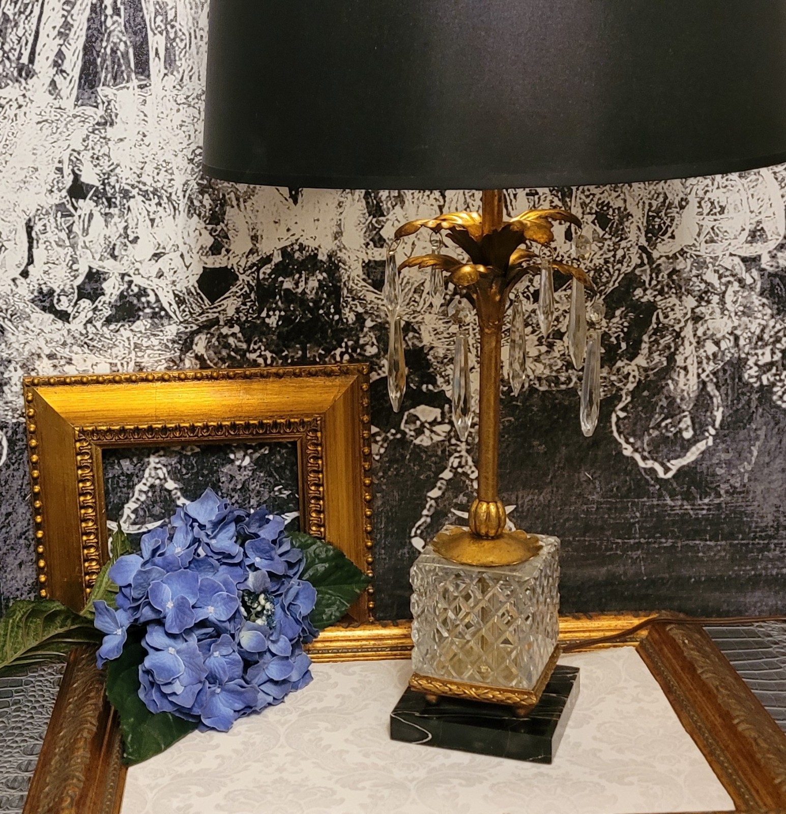 Rare MCM Lamp Square Diamond Cut Lamp Gilt Gold Unique OOAK Rare MCM Lamp Square Diamond Cut Lamp Gilt Gold Unique OOAK