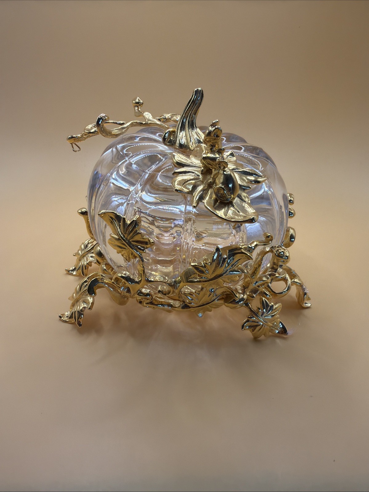 Franklin Mint Cinderella Crystal Pumpkin Coach 24K Gold Plated NEW No Box.