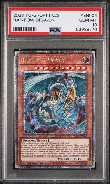 Yu-Gi-Oh Rainbow Dragon TN23-EN004 Quarter Century Secret Rare PSA 10 Gem Mint