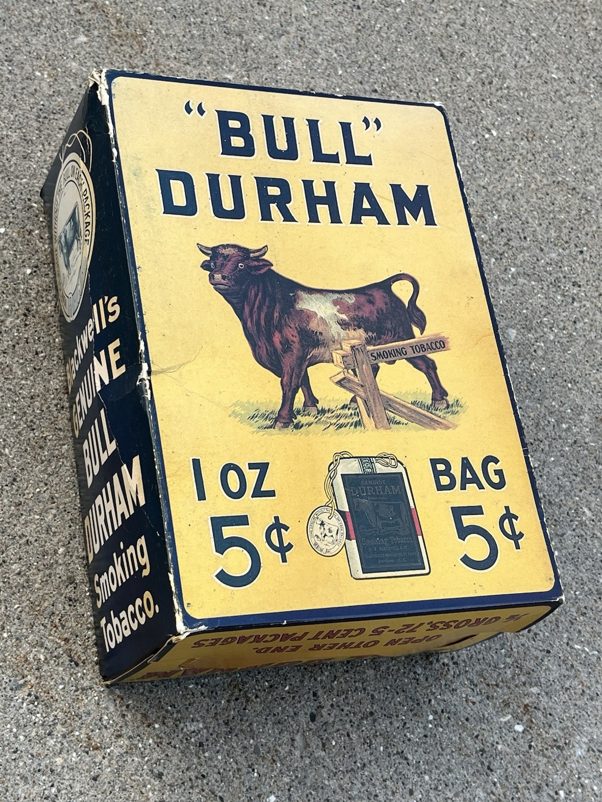 Vintage Original Bull Durham Tobacco Cardboard Display Box