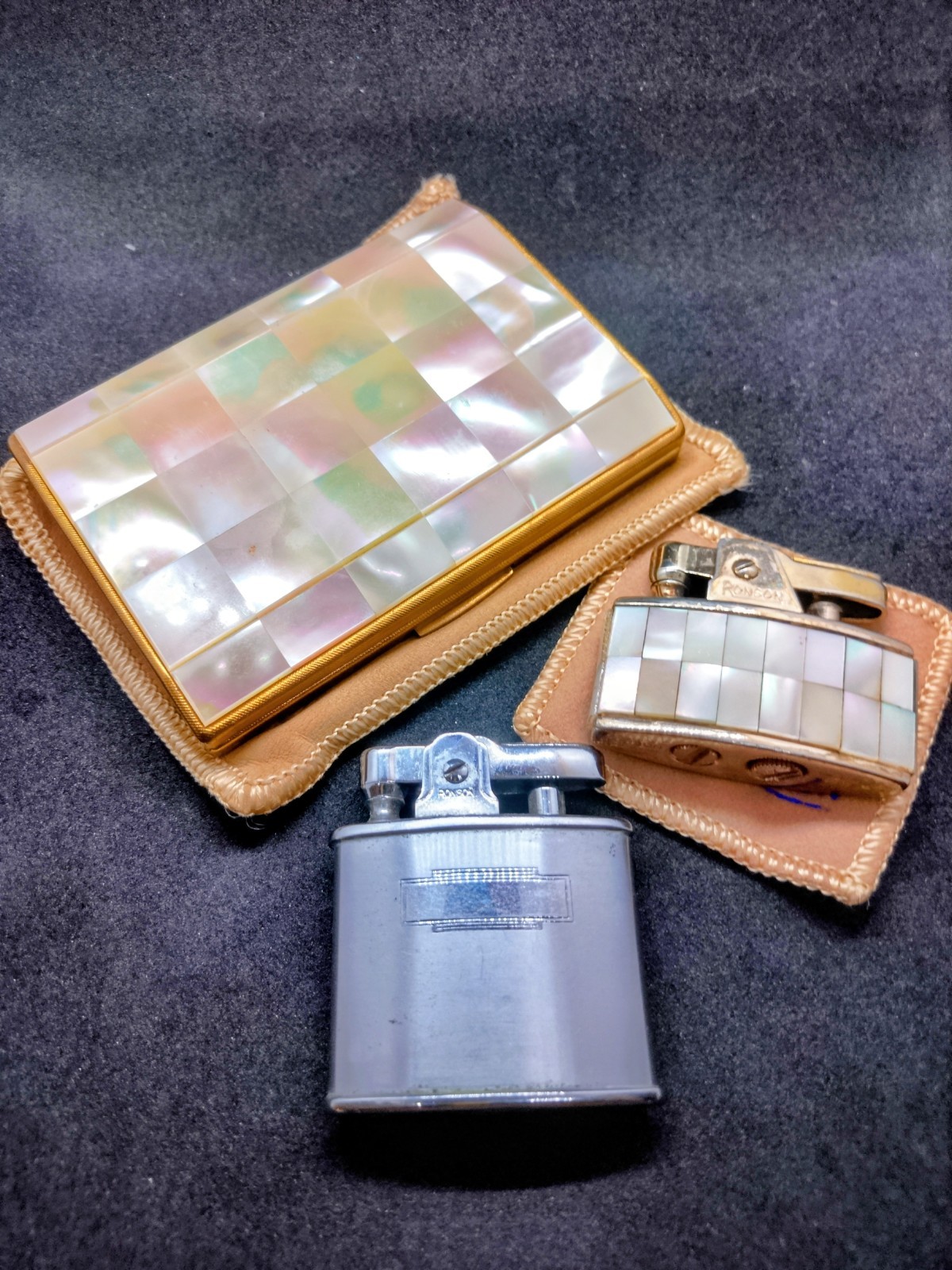 Vintage Ronson Mother of Pearl Gift Set 4 You Plus  Bonus Ronson Cadet For Him 