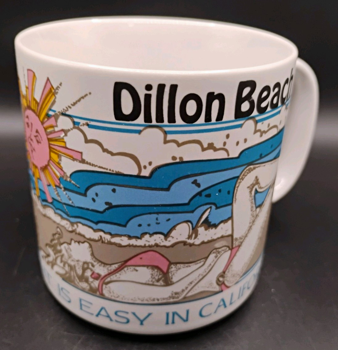 Vtg 1980s DILLON BEACH, Easy in California NOS not used Souvenir Coffee Mug Mint