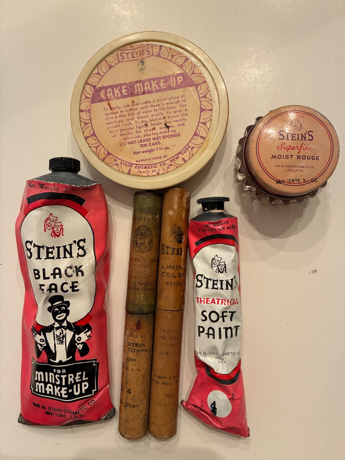 Vintage 1950's Stein's Theatrical Make-Up Lot 6 pcs - Used