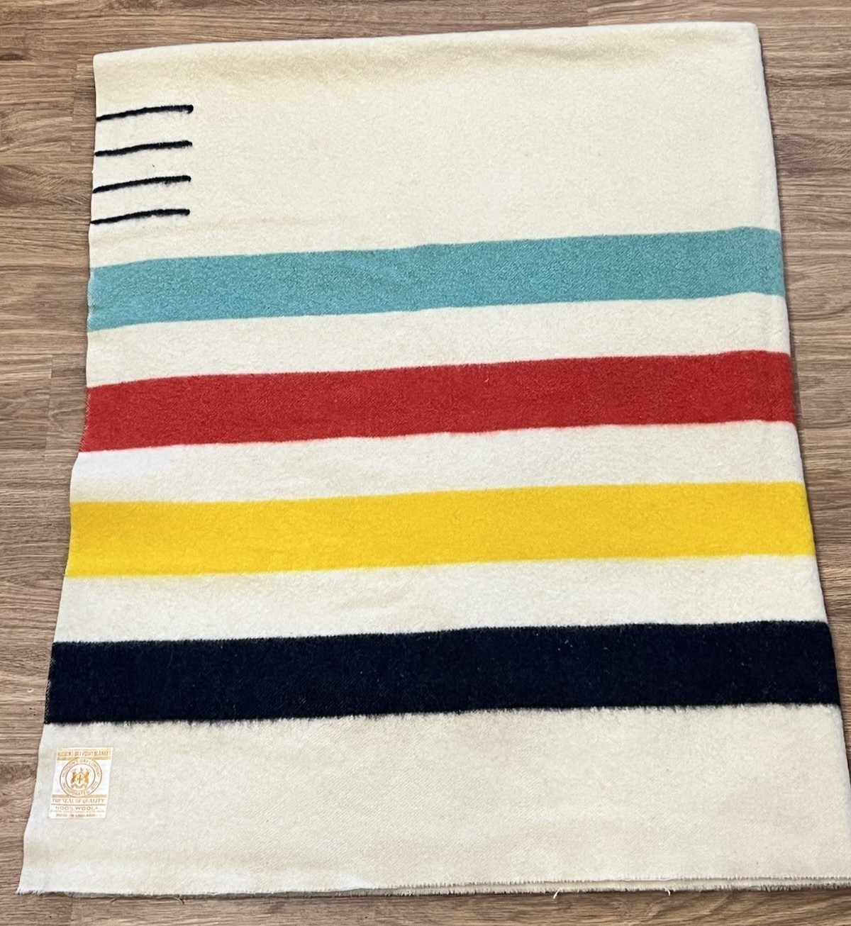 Hudson Bay 4 Point Wool Blanket Vintage Made in England