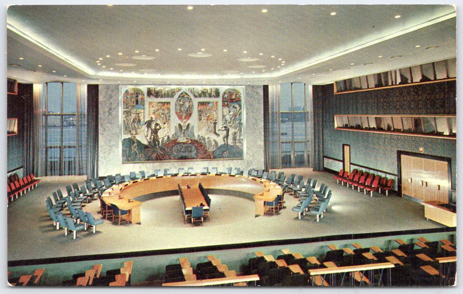 Vintage United Nations Security Council Chamber Postcard New York