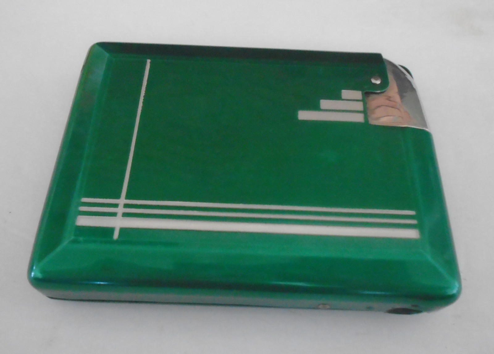 1930’s  Green  Exceptionl  Art Deco Cigarette Case & Lighter