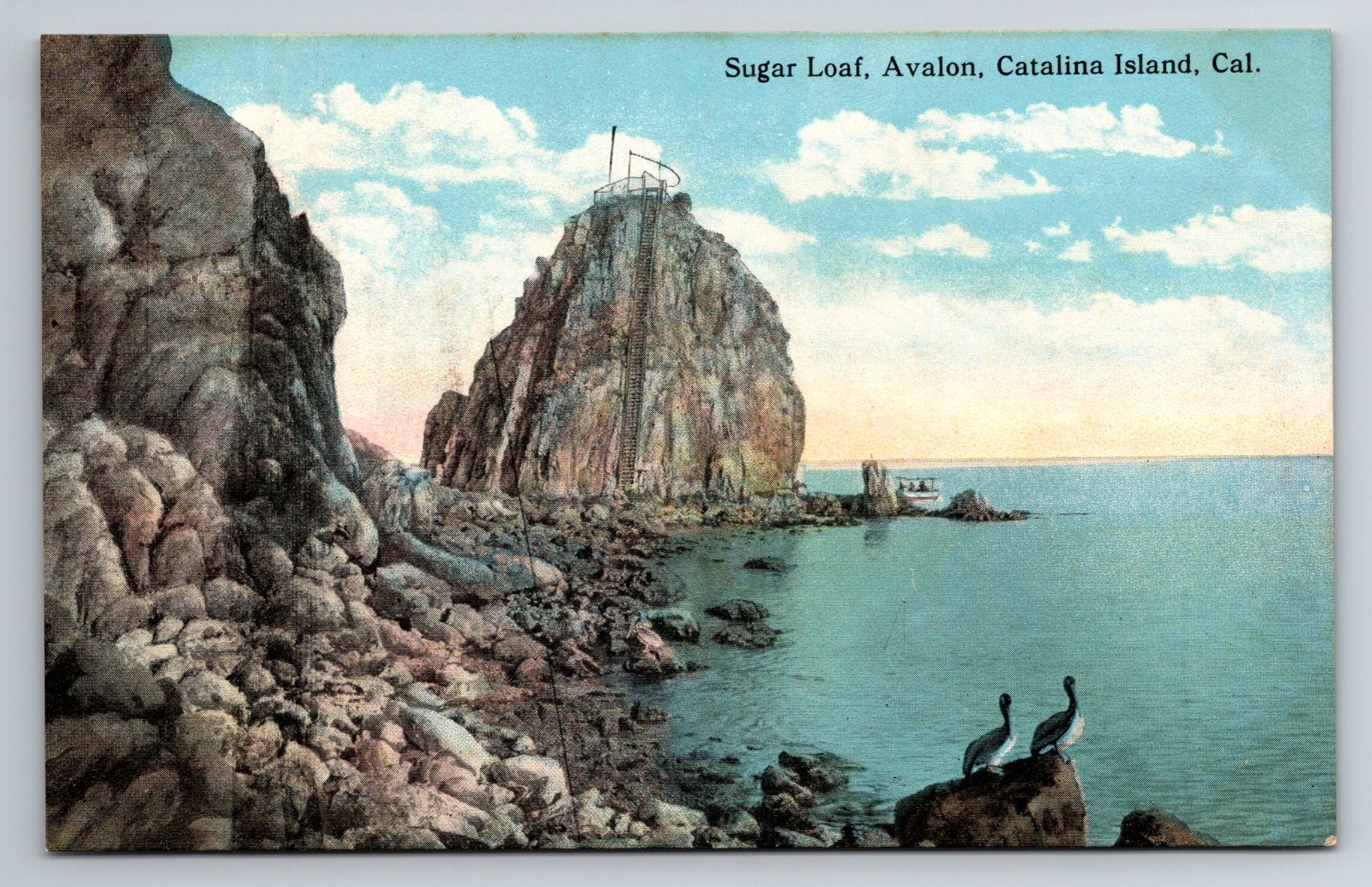 CA, Catalina Island, Avalon, Sugar Loaf, Shoreline, Vintage Postcard