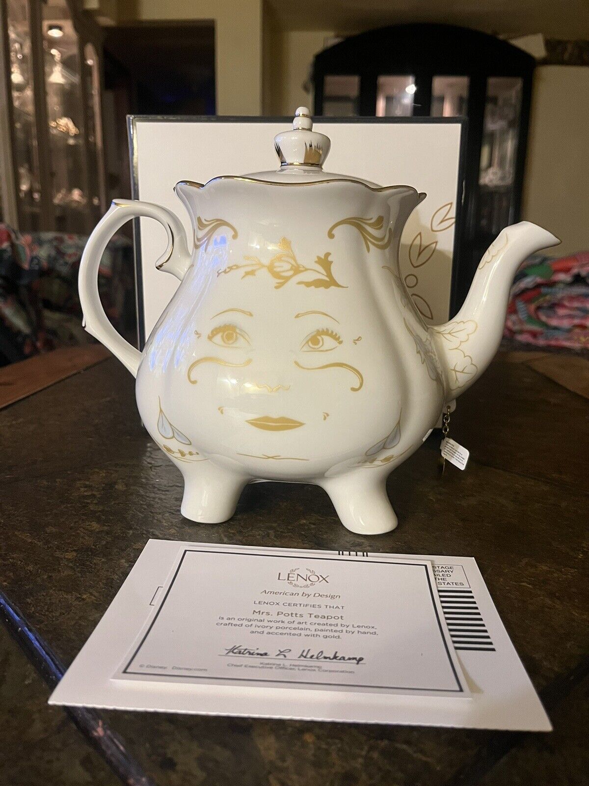 Lenox Disney Mrs. Potts Teapot Figurine Beauty and The Beast 2.5 Qrt  NEW in BOX