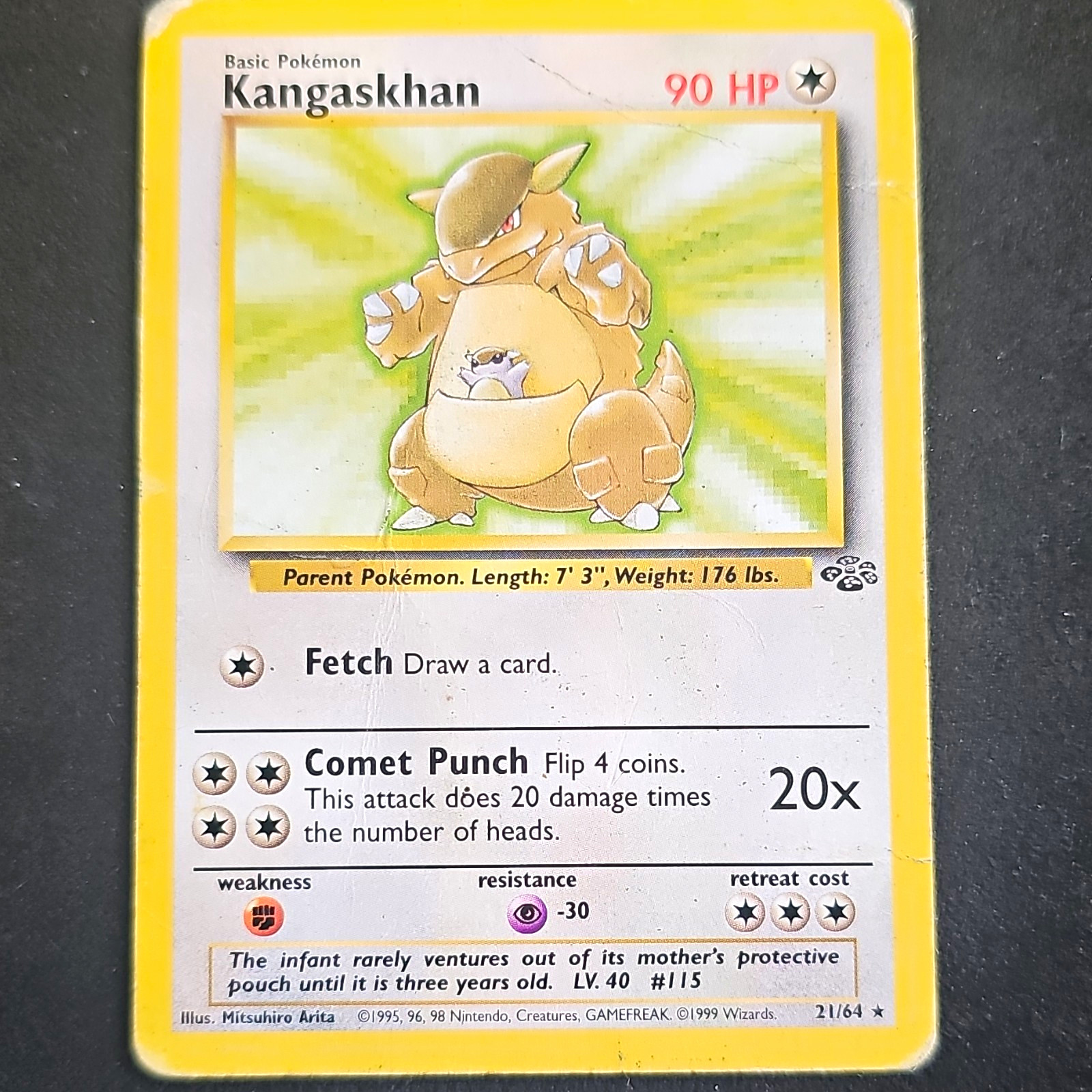 Pokémon TCG Kangaskhan 21/64 Jungle Unlimited Rare Regular 90HP English 1999