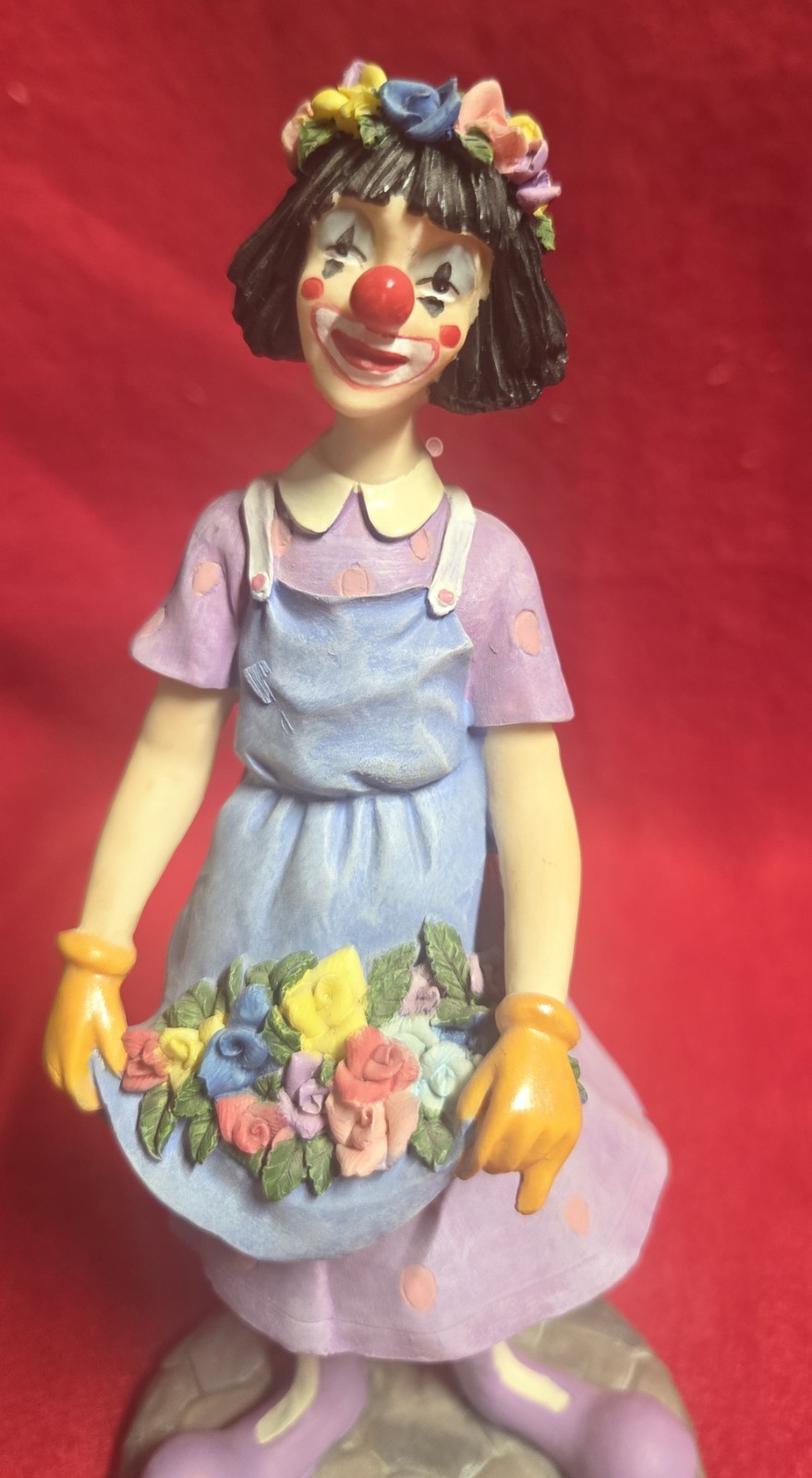 Vintage HERCO Female Clown Figurine in Dress by Herco Professional 7.5in Tall 