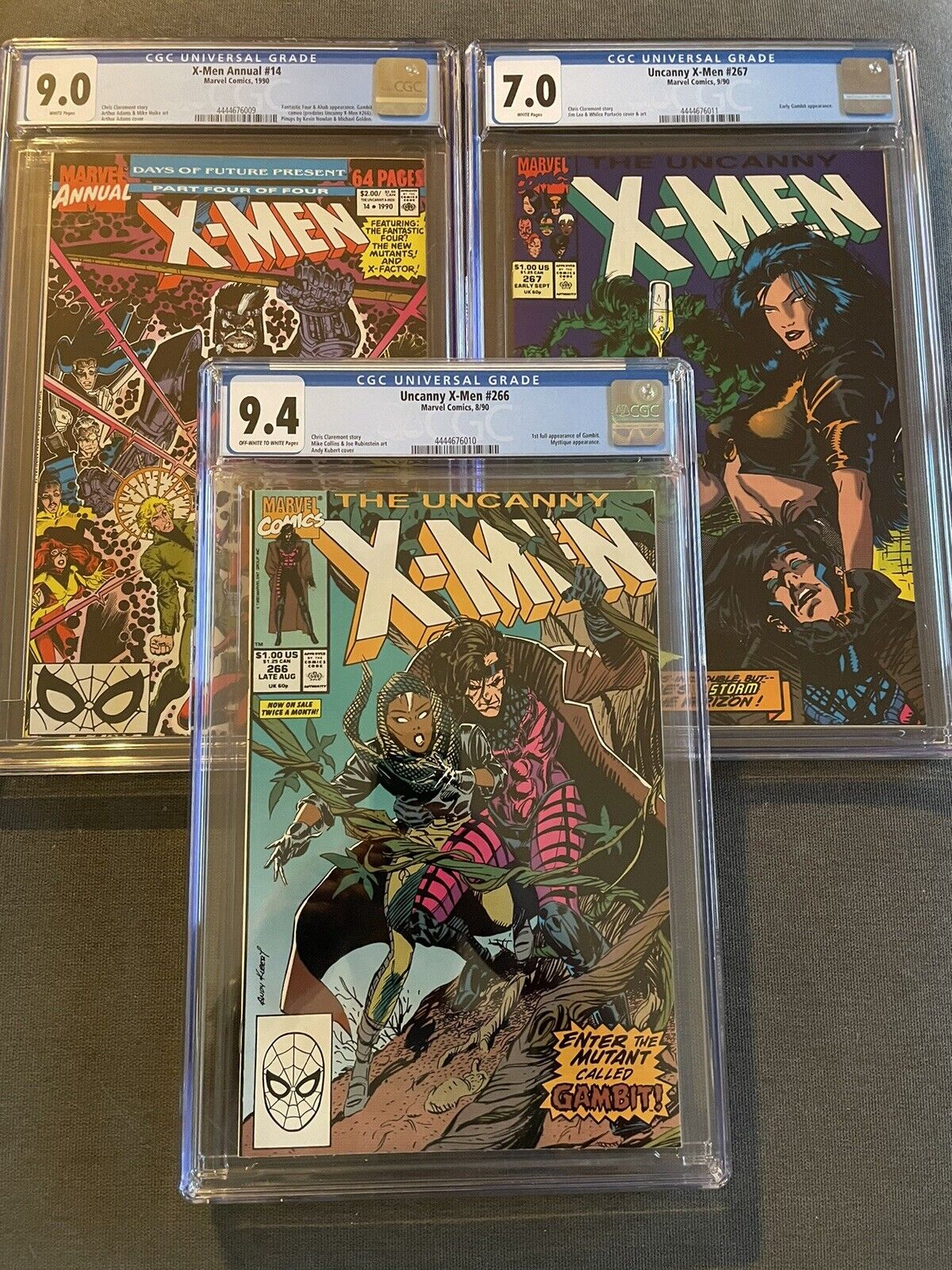 Marvel - X-MEN ANNUAL #14, UNCANNY X-MEN #266 / #267 - (GAMBIT LOT) CGC Comics