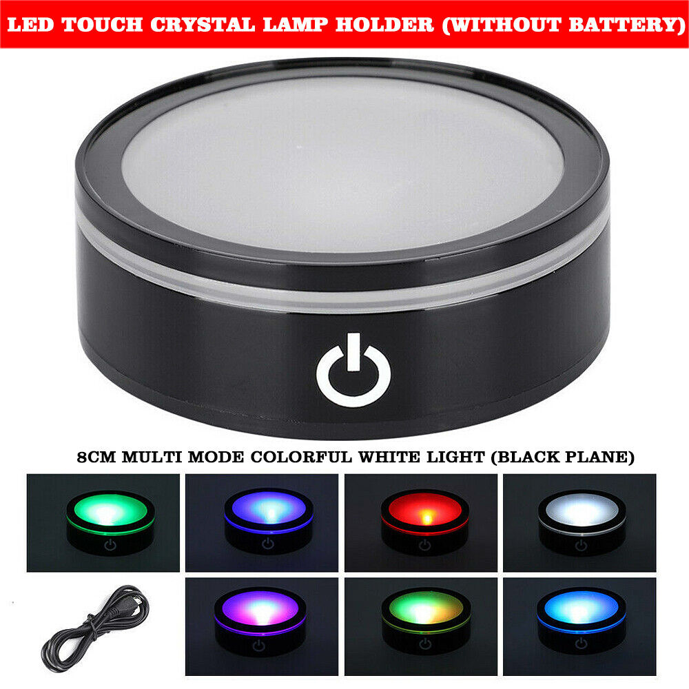 7 LED Colorful Crystal Light Base Electric Battery Display Stand Round Holder 