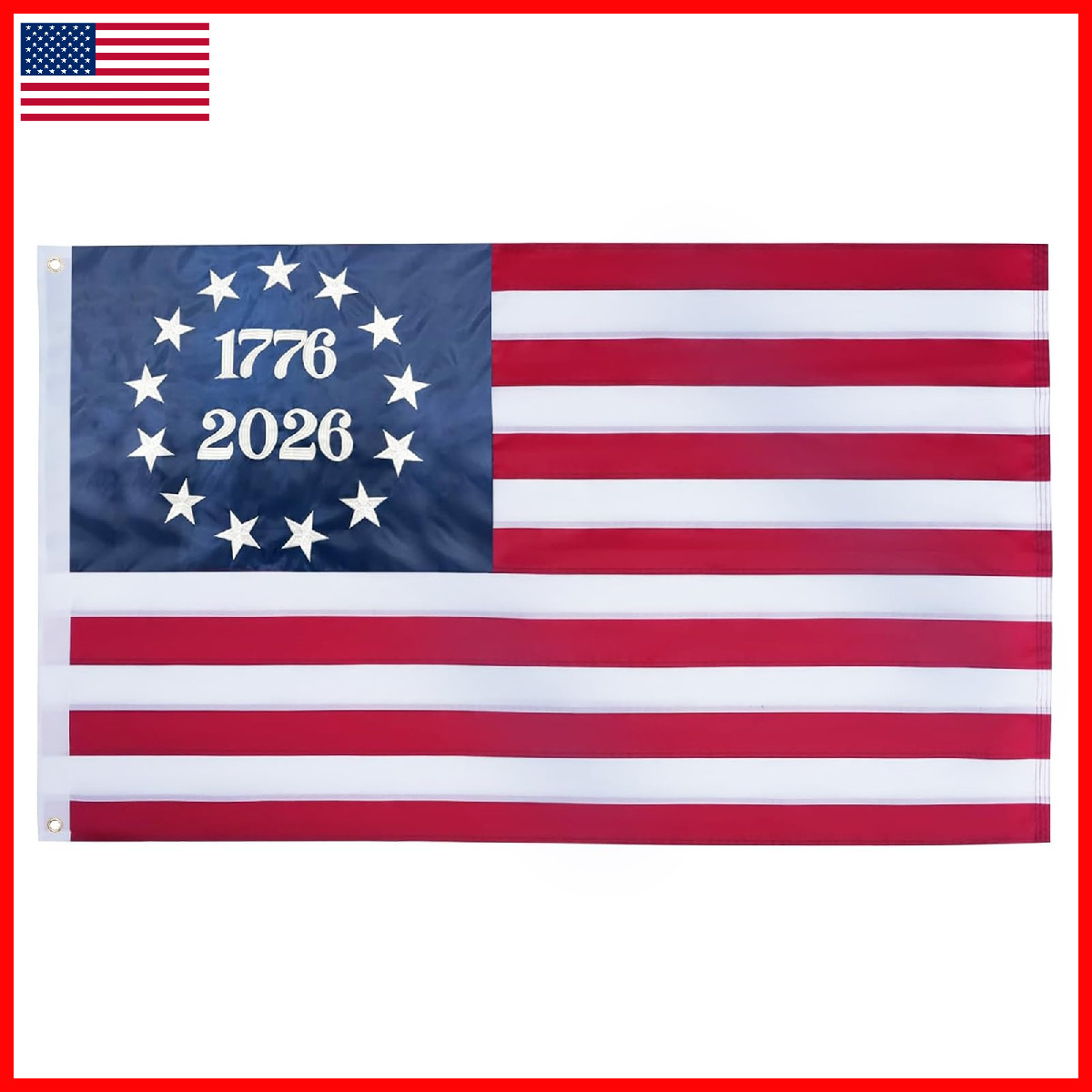 Topflags 1776-2026 Betsy Ross Flag 4X6 Feet Heavy Duty Outdoor Embroidered 13