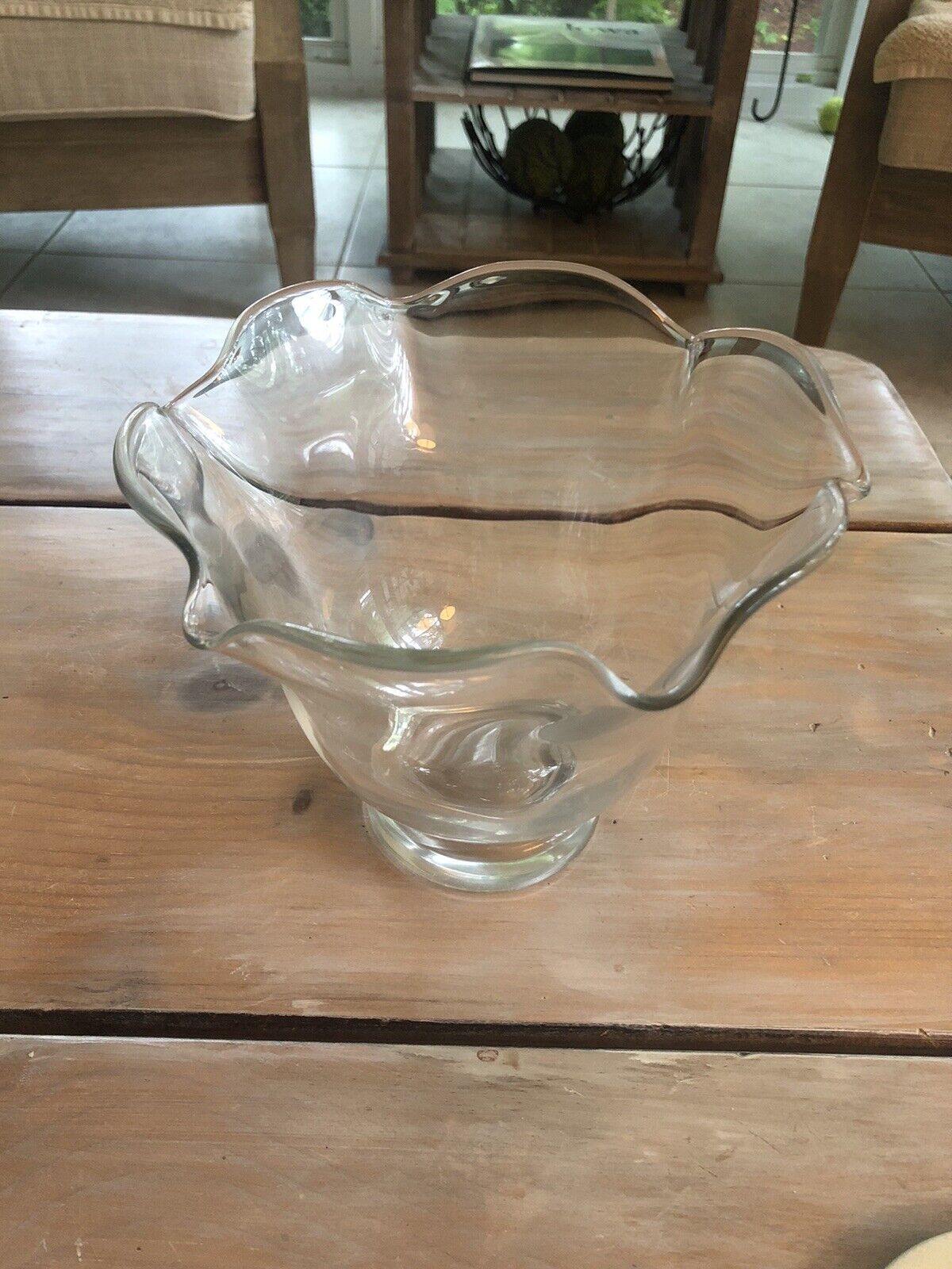 MCM Vintage 1950’s Italian Murano clear glass Bowl / vase  signed