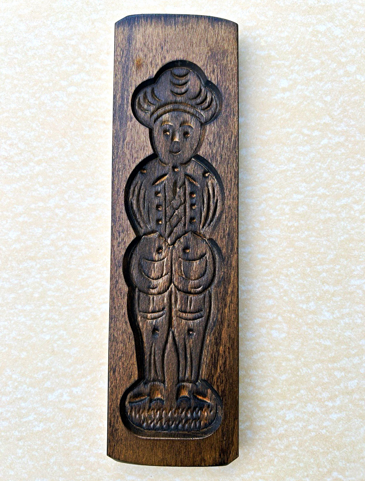 Vtg Dutch Hand-Carved Wooden Speculaa Cookie Mold 9.25” Antre Haarlem Holland