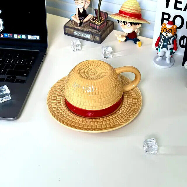 Anime One Piece Luffy Ceramics Mug Ace Sabo Hat Mug Figure Cup Desktop Decor Mug