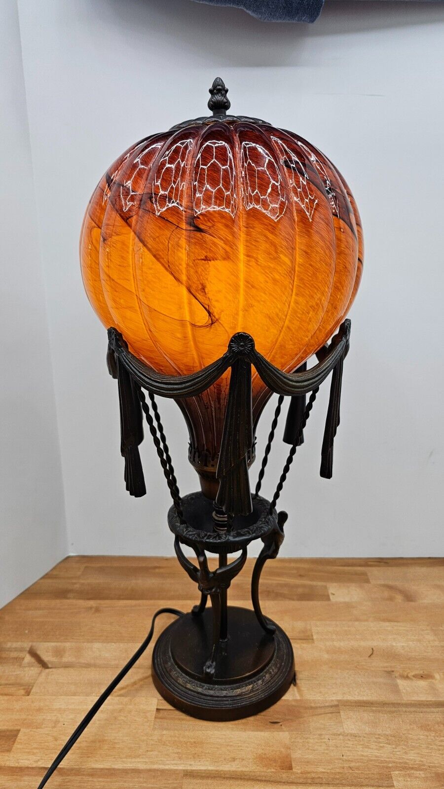 Art Deco Maitland Smith Style Hot Air Balloon Table Lamp 23”