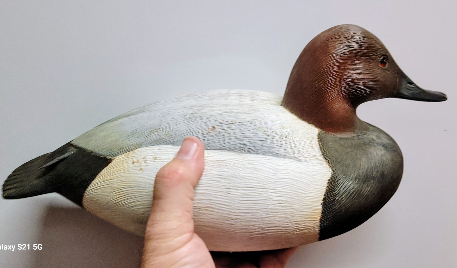 Vintage Canvasback Drake Duck Decoy Hand Carved Doug Wendzel 1982 - MINOR ISSUE